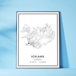 Iceland, Europe Modern Style Map Print 