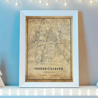 Fredericksburg Virginia Vintage Style Map Print