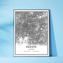 Nagoya, Japan Modern Style Map Print 