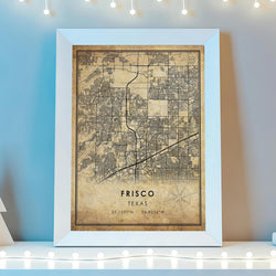 Frisco, Texas Vintage Style Map Print 