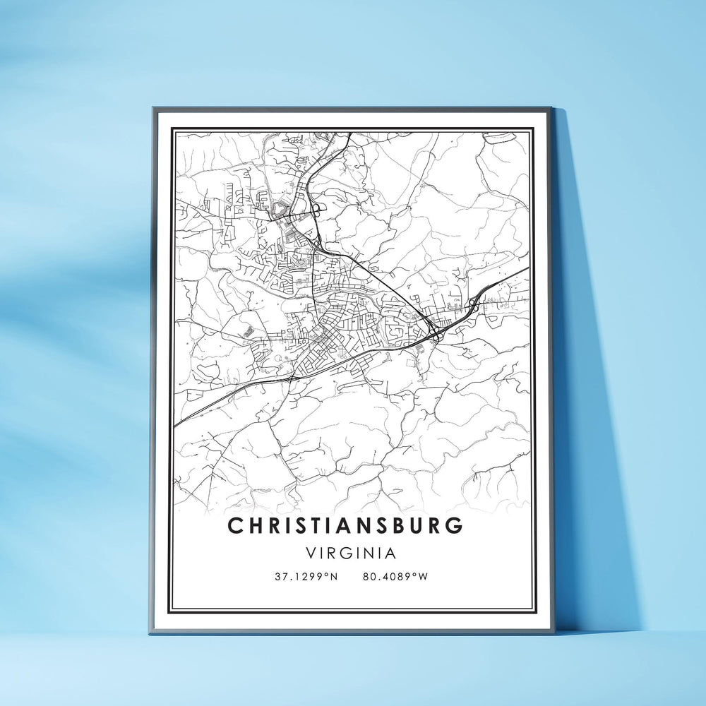 Christiansburg, Virginia Modern Map Print 