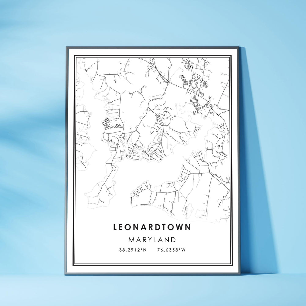 Leonardtown, Maryland Modern Map Print 