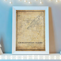 Chincoteague Island, Virginia Vintage Style Map Print