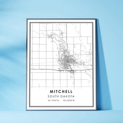 Mitchell, South Dakota Modern Map Print 