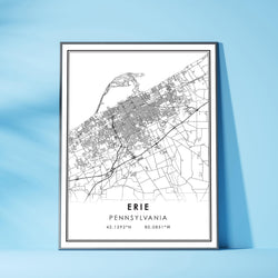 Erie, Pennsylvania Modern Map Print 