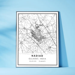 Nadiad, India Modern Style Map Print