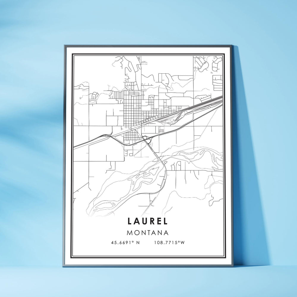 Laurel, Montana Modern Map Print 