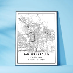 San Bernardino, California Modern Map Print