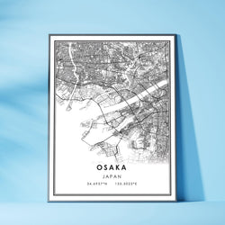Osaka, Japan Modern Style Map Print 