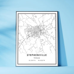 Stephenville, Texas Modern Map Print