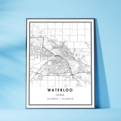 Waterloo, Iowa Modern Map Print 