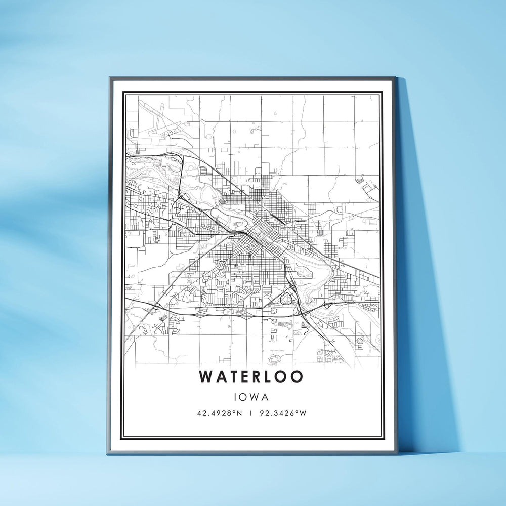 Waterloo, Iowa Modern Map Print 