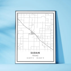 Sudan, Texas Modern Map Print 