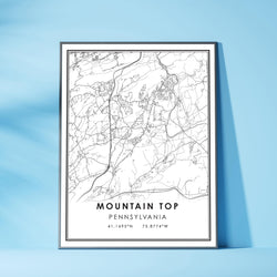 Mountain Top, Pennsylvania Modern Map Print 