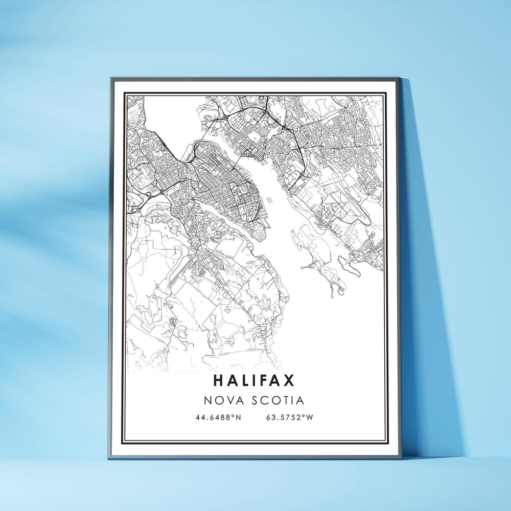 Halifax, Nova Scotia Modern Style Map Print