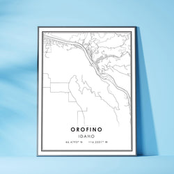 Orofino, Idaho Modern Map Print 