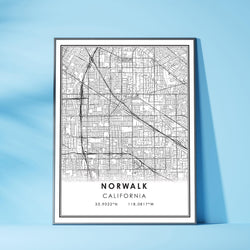 Norwalk, California Modern Map Print