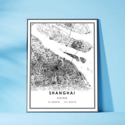 Shanghai, China Modern Style Map Print 