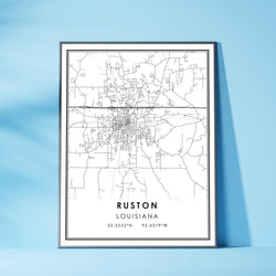 Ruston, Louisiana Modern Map Print 