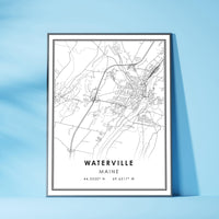 
              Waterville, Maine Modern Map Print 
            