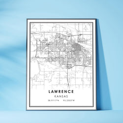 Lawrence, Kansas Modern Map Print