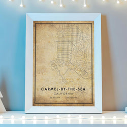 Carmel by the Sea, California Vintage Style Map Print 