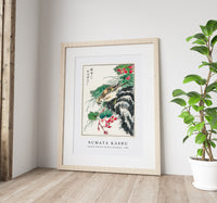 Numata Kashu - Japanese Hawfinch and Pirus Spectabilis illustration from Pictorial Monograph of Birds (1885)