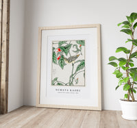 Numata Kashu - Japanese Tree-creeper and Pea illustration from Pictorial Monograph of Birds (1885)