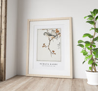 Numata Kashu - Siskin and Euonymus Alata illustration from Pictorial Monograph of Birds (1885)