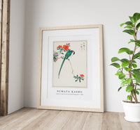 Numata Kashu - Japanese Long-tailed Tit and Pomegranate illustration from Pictorial Monograph of Birds (1885)