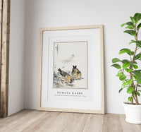 Numata Kashu - Small Japanese Greenfinch and Shepherd's Purse illustration from Pictorial Monograph of Birds (1885)