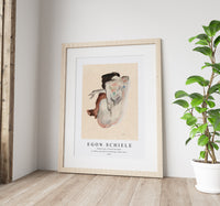 Egon Schiele - Naked lady. Crouching Nude in Shoes and Black Stockings, Back View 1912