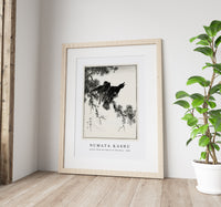 Numata Kashu - Eastern Rook and Cypress on New Moon illustration from Pictorial Monograph of Birds (1885)