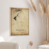 Anchorage, Alaska Vintage Style Map Print 