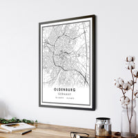 Oldenburg, Germany Modern Style Map Print 