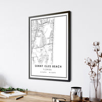 Sunny Isles Beach, Florida Modern Map Print 