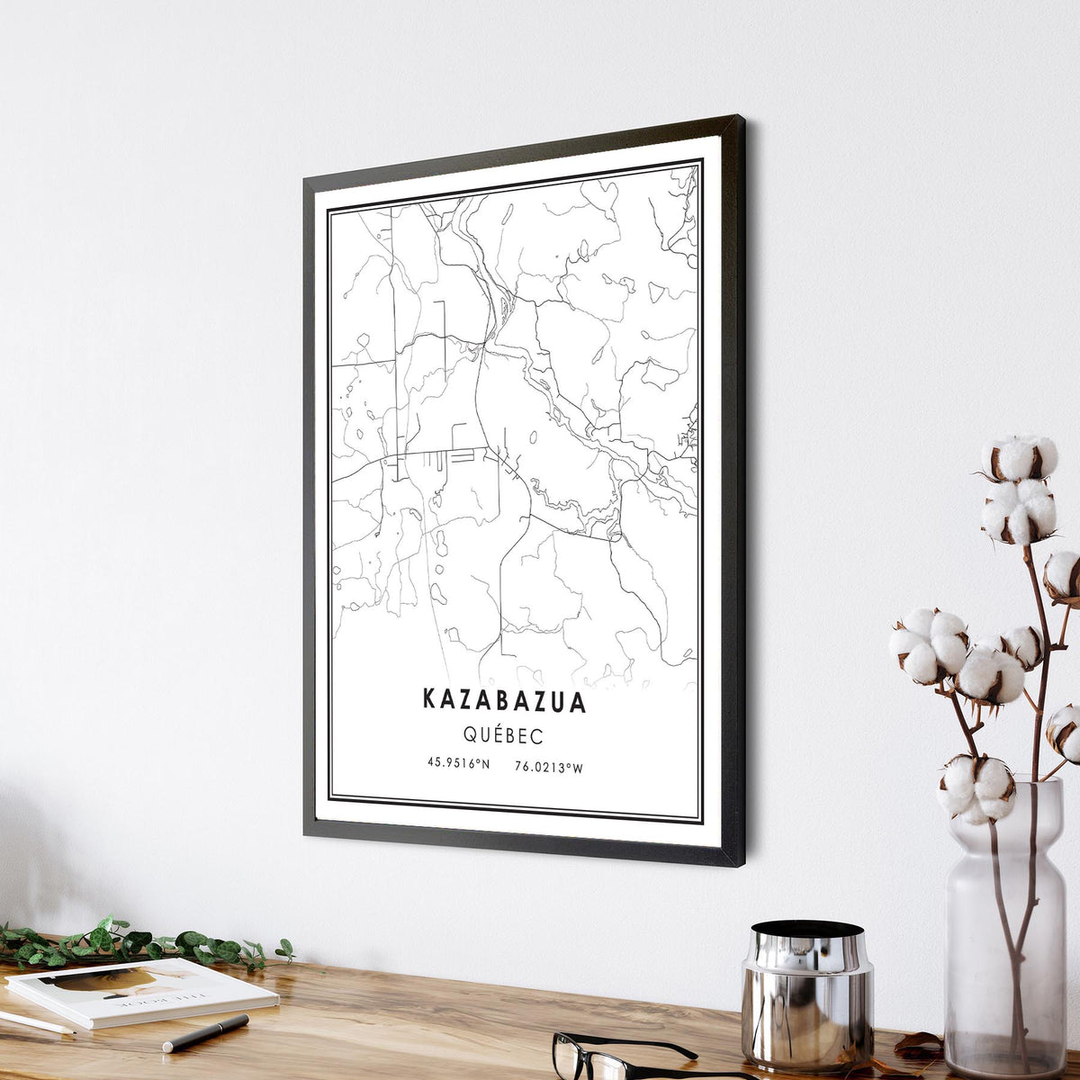 Kazabazua, Quebec Modern City Map Print City Streets Map Decor MPCANVAS