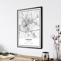 Verona, Italy Modern Style Map Print 