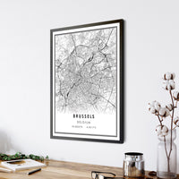 
              Brussels, Belgium Modern Style Map Print 
            