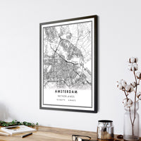 Amsterdam, Netherlands Modern Style Map Print 