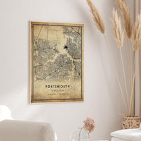 
              Portsmouth, Virginia Vintage Style Map Print 
            