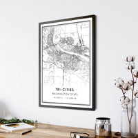 Tri-Cities, Washington State Modern Map Print 