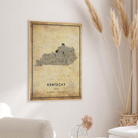 
              Kentucky, USA Vintage Style Map Print 
            