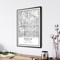 Roseville, Minnesota Modern Map Print 
