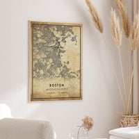 Boston, Massachusetts Vintage Style Map Print