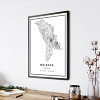 Moldova, Europe Modern Style Map Print