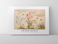 Zhang Ruoai - Bats, rocks, flowers circular calligraphy (18th Century)