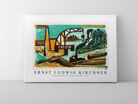 Erns Ludwig Kirchner - River Landscape with Crane and Barges 1927