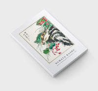 Numata Kashu - Japanese Hawfinch and Pirus Spectabilis illustration from Pictorial Monograph of Birds (1885)