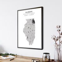 Illinois, United States Scandinavian Style Map Print 